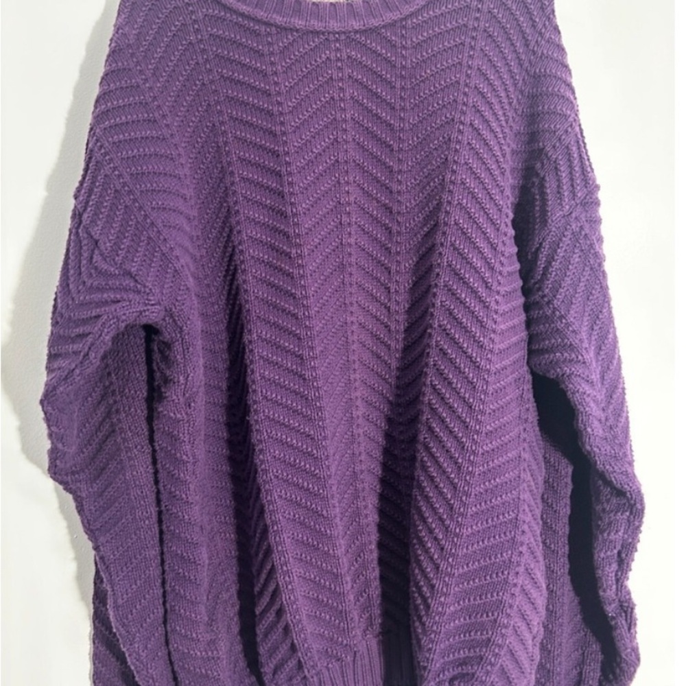 1990-1994 L.L. Bean Purple Chevron Heavy-Knit Sweater